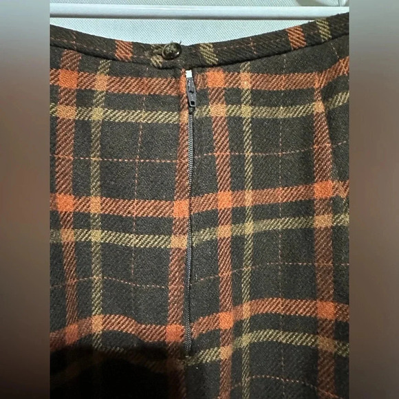 Vintage Michele Plaid Wool Midi Fall Academia 90s Y2K Skirt Fringe Womens Size 8 - Picture 5 of 5